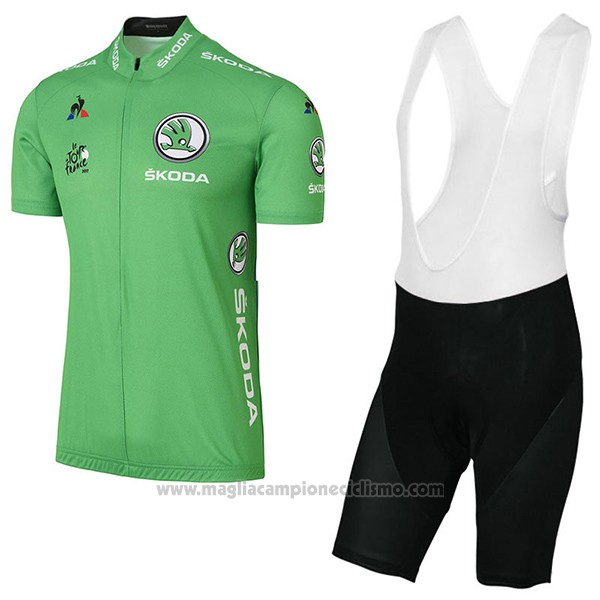 2017 Abbigliamento Ciclismo Tour de France Verde Manica Corta e Salopette